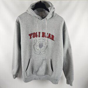 Yogi Bear Hoodie Mens 2XL Gray Graphic Spellout Logo L/S Pullover